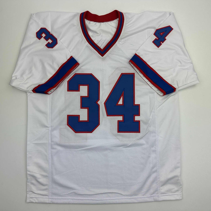 Autographed/Signed Thurman Thomas Buffalo White Football Jersey Beckett BAS COA