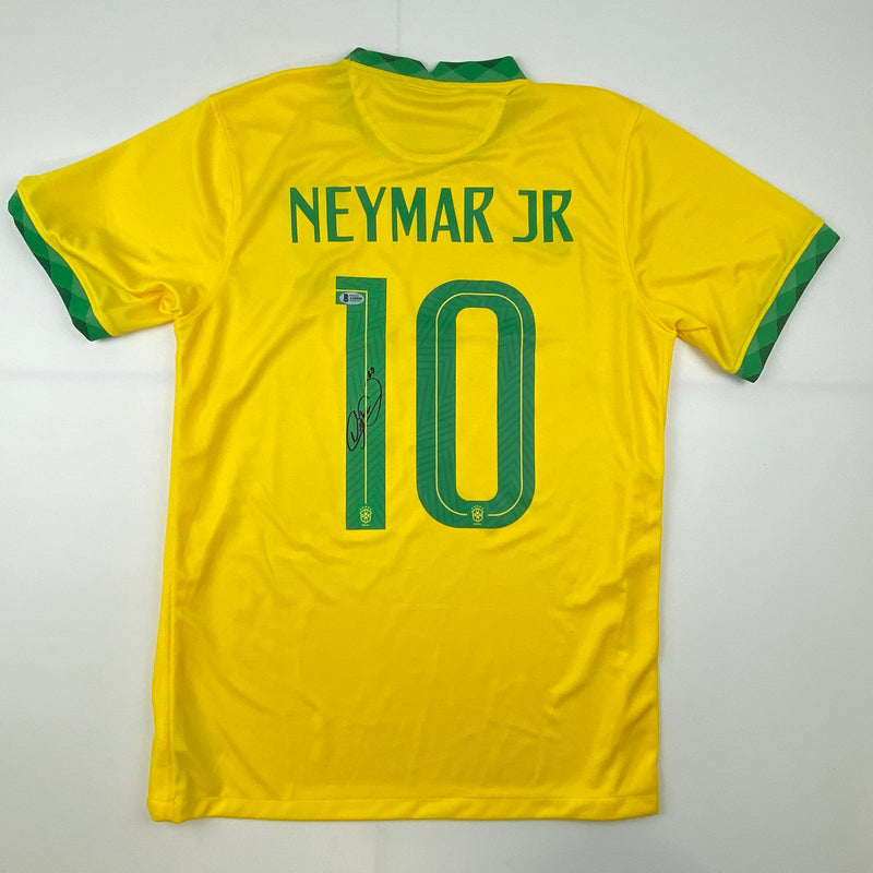 Autographed/Signed Neymar Jr. Brazil Soccer Futbol Jersey Beckett BAS COA/LOA