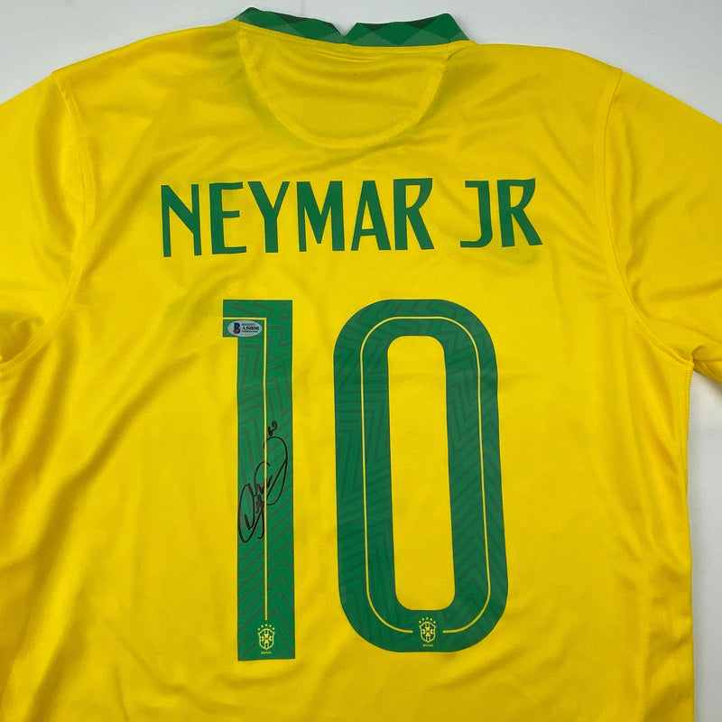 Autographed/Signed Neymar Jr. Brazil Soccer Futbol Jersey Beckett BAS COA/LOA