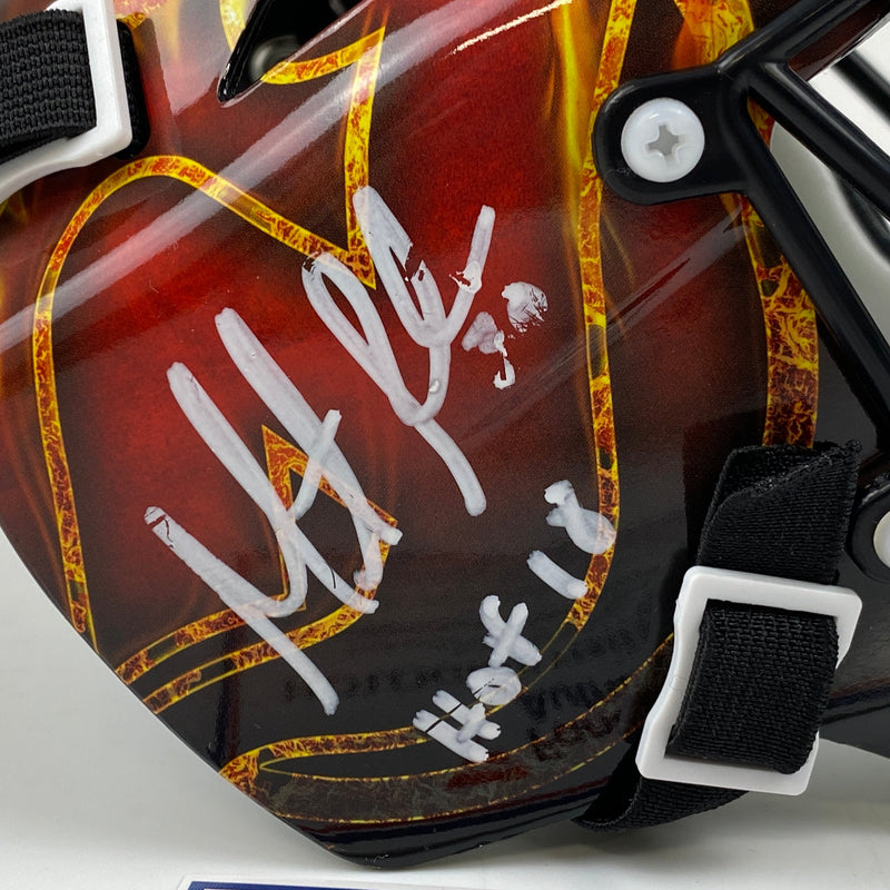 Autographed/Signed Martin Brodeur New Jersey Devils Hockey Mini Goalie Mask Helmet Fanatics COA