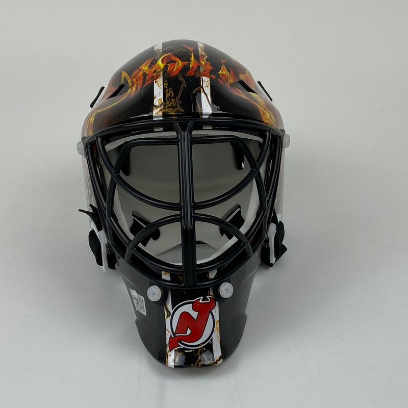 Autographed/Signed Martin Brodeur New Jersey Devils Hockey Mini Goalie Mask Helmet Fanatics COA