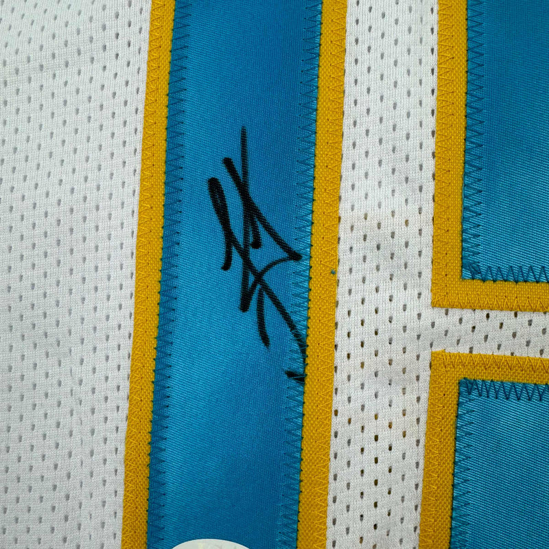 Autographed/Signed Nikola Jokic Denver White Retro Throwback Basketball Jersey JSA COA