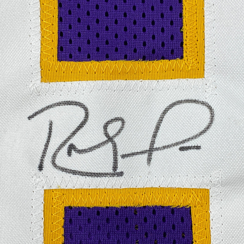 Autographed/Signed Randy Moss Minnesota Purple Stat Football Jersey JSA COA