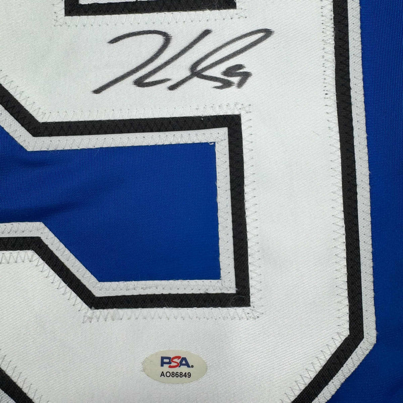 Autographed/Signed Jake Guentzel Tampa Bay Blue Hockey Jersey PSA COA