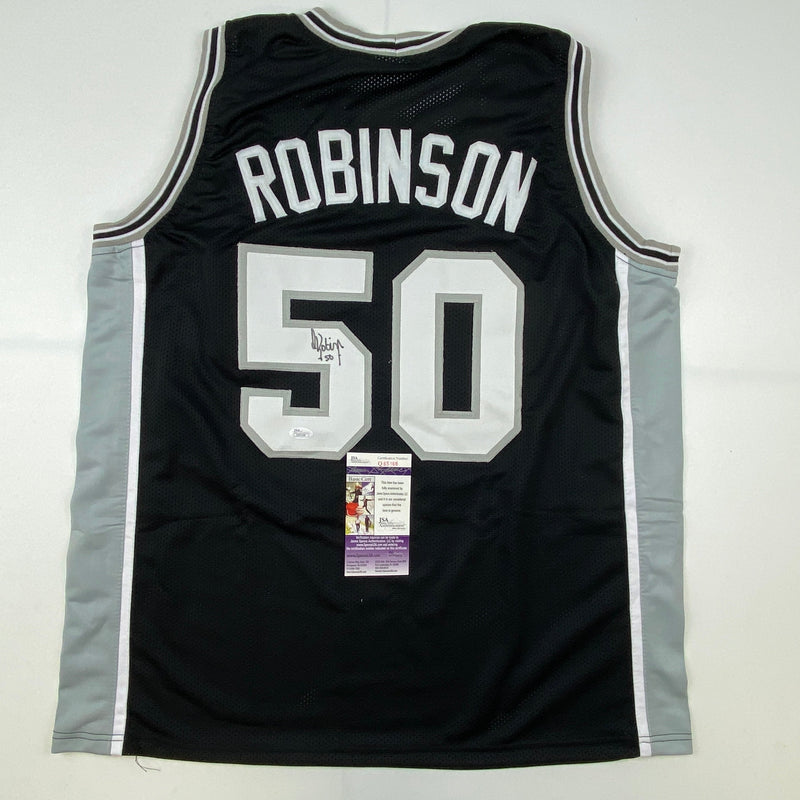 Autographed/Signed David Robinson San Antonio Black Basketball Jersey JSA COA