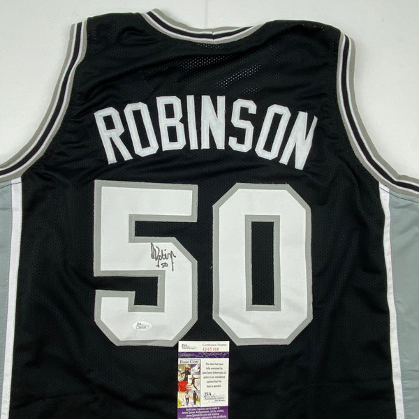 Autographed/Signed David Robinson San Antonio Black Basketball Jersey JSA COA