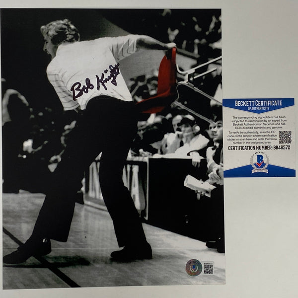 Autographed/Signed Bobby Bob Knight Chair Throw Indiana Hoosiers 8x10 College Basketball Photo Beckett BAS COA