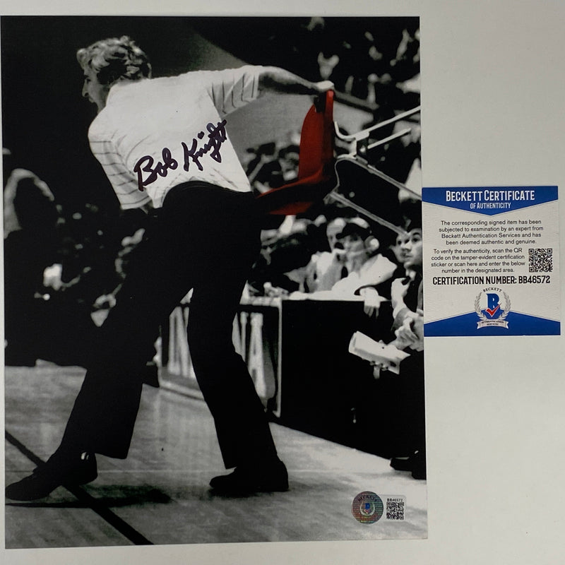 Autographed/Signed Bobby Bob Knight Chair Throw Indiana Hoosiers 8x10 College Basketball Photo Beckett BAS COA