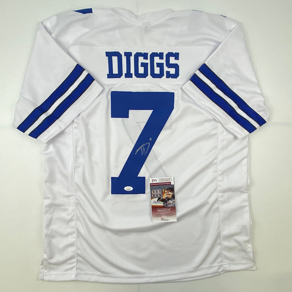 Autographed/Signed Trevon Diggs Dallas White Football Jersey JSA COA