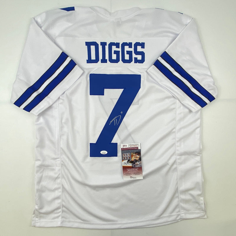 Autographed/Signed Trevon Diggs Dallas White Football Jersey JSA COA