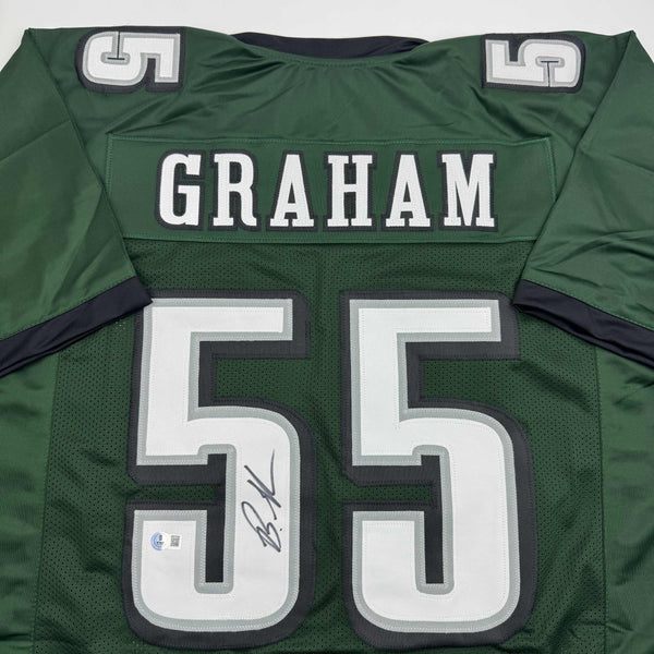 Autographed/Signed Brandon Graham Philadelphia Green Football Jersey Beckett BAS COA