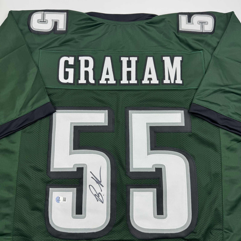 Autographed/Signed Brandon Graham Philadelphia Green Football Jersey Beckett BAS COA