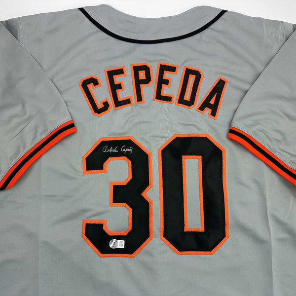 Autographed/Signed Orlando Cepeda San Francisco Grey Baseball Jersey Beckett BAS COA