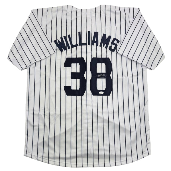 Autographed/Signed Devin Williams New York Pinstripe Baseball Jersey JSA COA