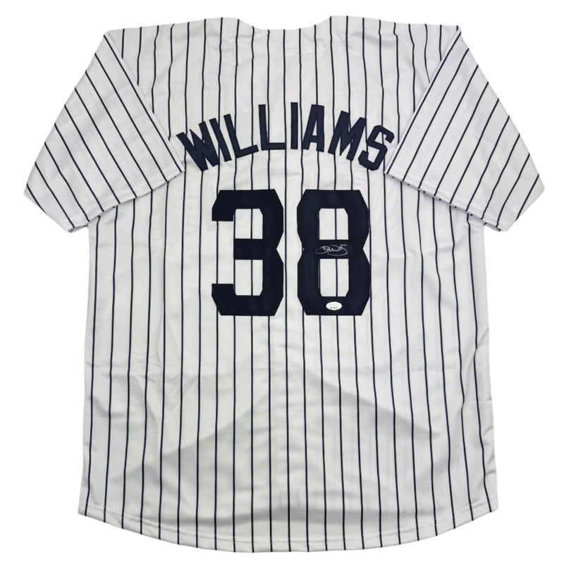 Autographed/Signed Devin Williams New York Pinstripe Baseball Jersey JSA COA