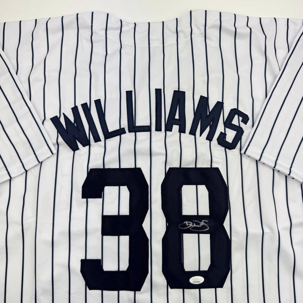 Autographed/Signed Devin Williams New York Pinstripe Baseball Jersey JSA COA