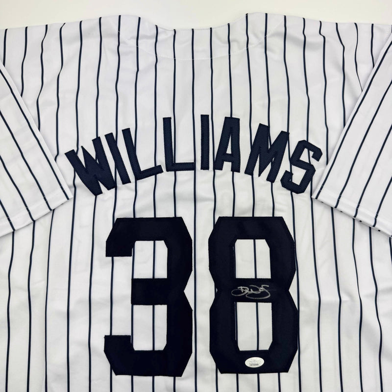 Autographed/Signed Devin Williams New York Pinstripe Baseball Jersey JSA COA