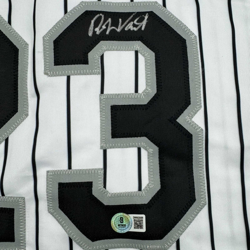 Autographed/Signed Robin Ventura Chicago Pinstripe Baseball Jersey Beckett BAS COA