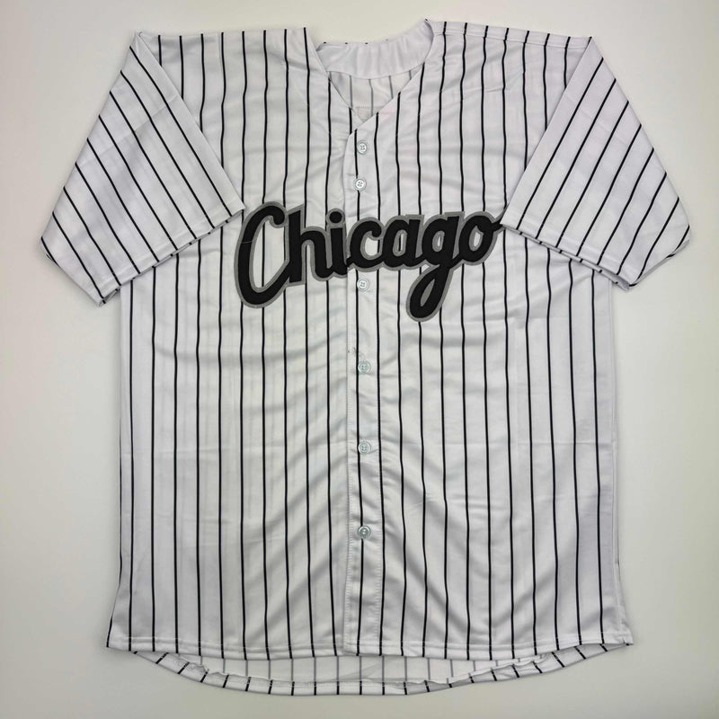 Autographed/Signed Robin Ventura Chicago Pinstripe Baseball Jersey Beckett BAS COA