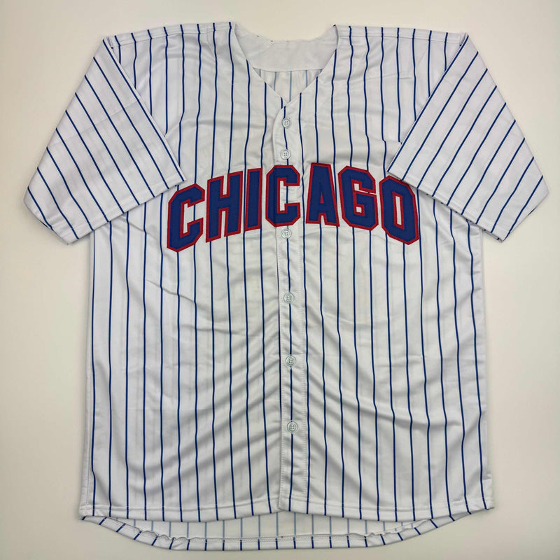 Autographed/Signed Ryne Sandberg HOF 05 Chicago White Pinstripe Baseball Jersey JSA COA