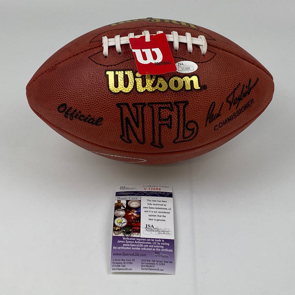 Autographed/Signed Ray Lewis Baltimore Ravens Authentic The Duke Full Size Football JSA COA