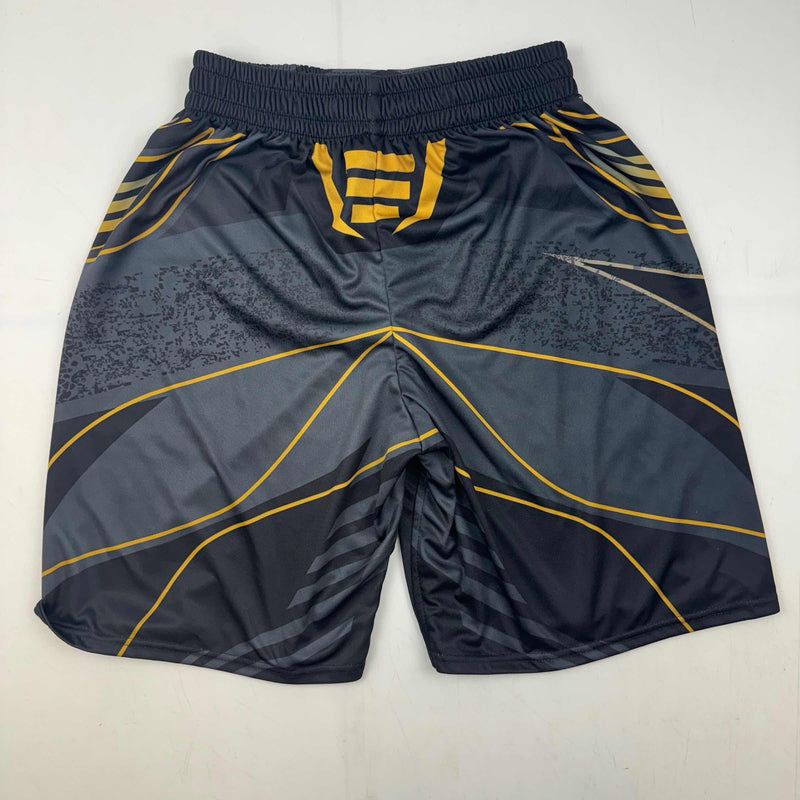 Autographed/Signed Stipe Miocic Black and Gold UFC MMA Trunks Shorts Ultimate Fighting Beckett BAS COA