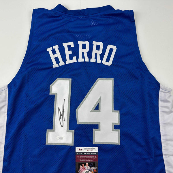 Autographed/Signed Tyler Herro Kentucky Blue College Basketball Jersey JSA COA