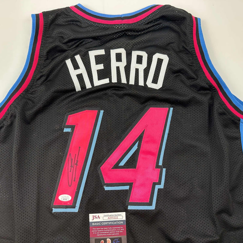 Autographed/Signed Tyler Herro Miami Black Vice City Basketball Jersey JSA COA