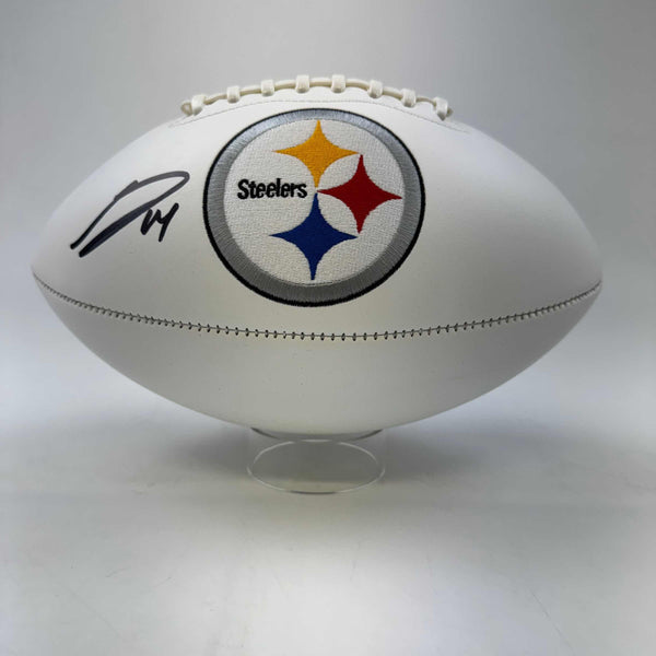 Autographed/Signed George Pickens Pittsburgh Steelers Full Size F/S White Panel Logo Football JSA COA