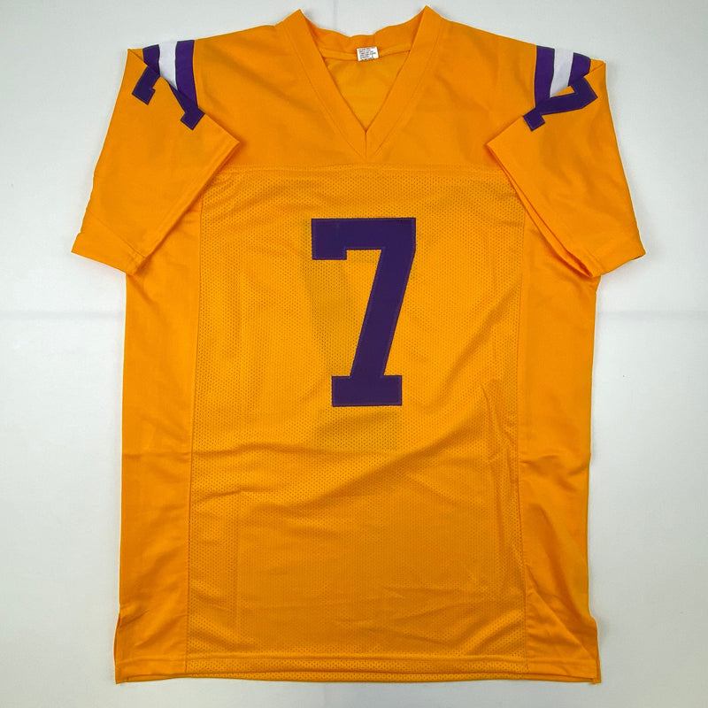 Autographed/Signed Tyrann Mathieu LSU Yellow College Football Jersey JSA COA