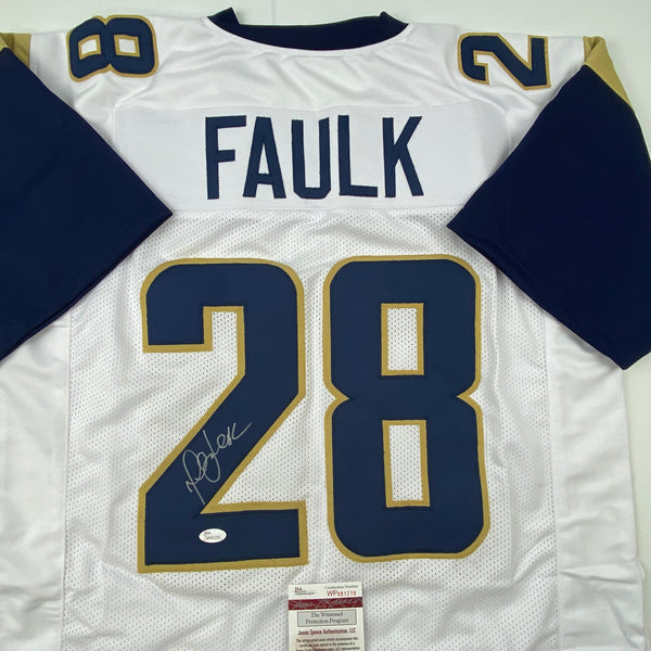 Autographed/Signed Marshall Faulk St. Louis White Football Jersey JSA COA