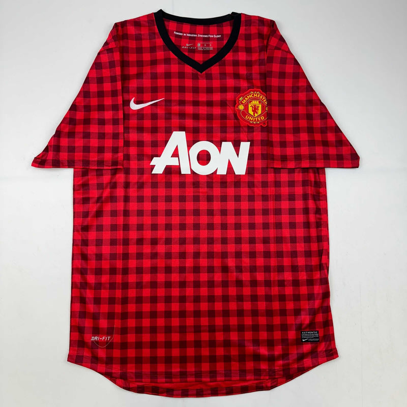 Autographed/Signed Wayne Rooney Manchester United Red Checkered Soccer Jersey Beckett BAS COA