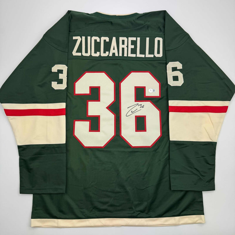 Autographed/Signed Mats Zuccarello Minnesota Green Hockey Jersey Beckett BAS COA