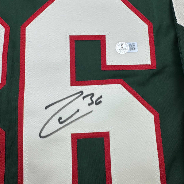 Autographed/Signed Mats Zuccarello Minnesota Green Hockey Jersey Beckett BAS COA