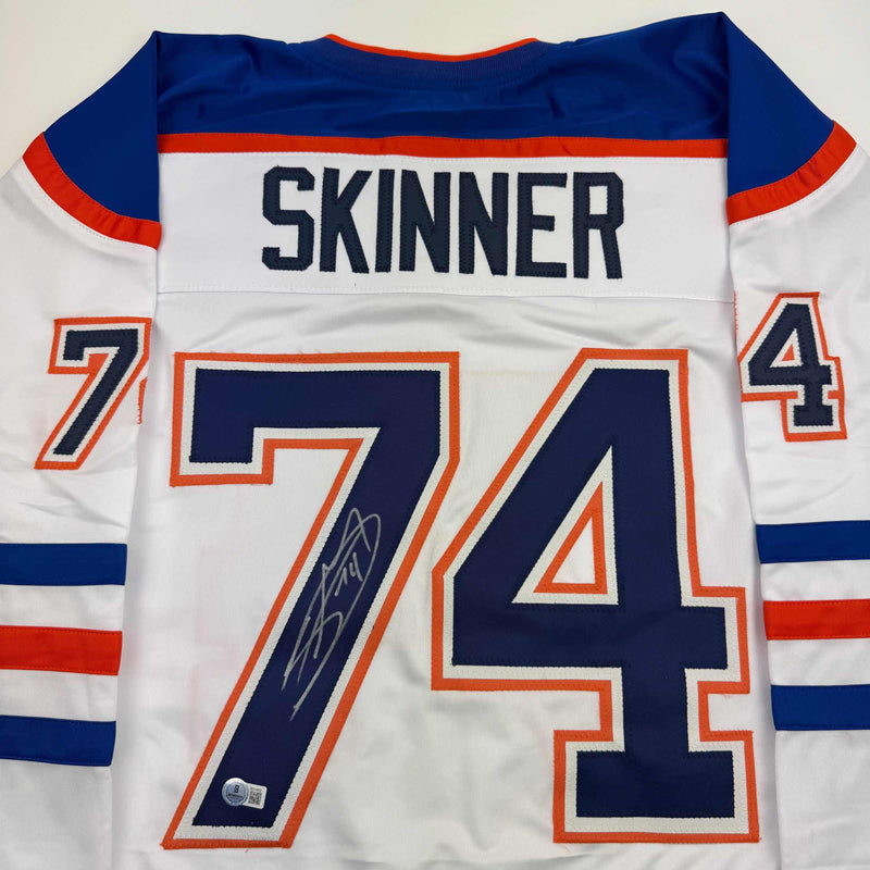 Autographed/Signed Stuart Skinner Edmonton White Hockey Jersey Beckett BAS COA