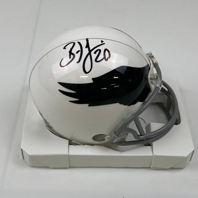 Autographed/Signed Brian Dawkins Philadelphia Eagles Retro Mini Football Helmet Beckett BAS COA