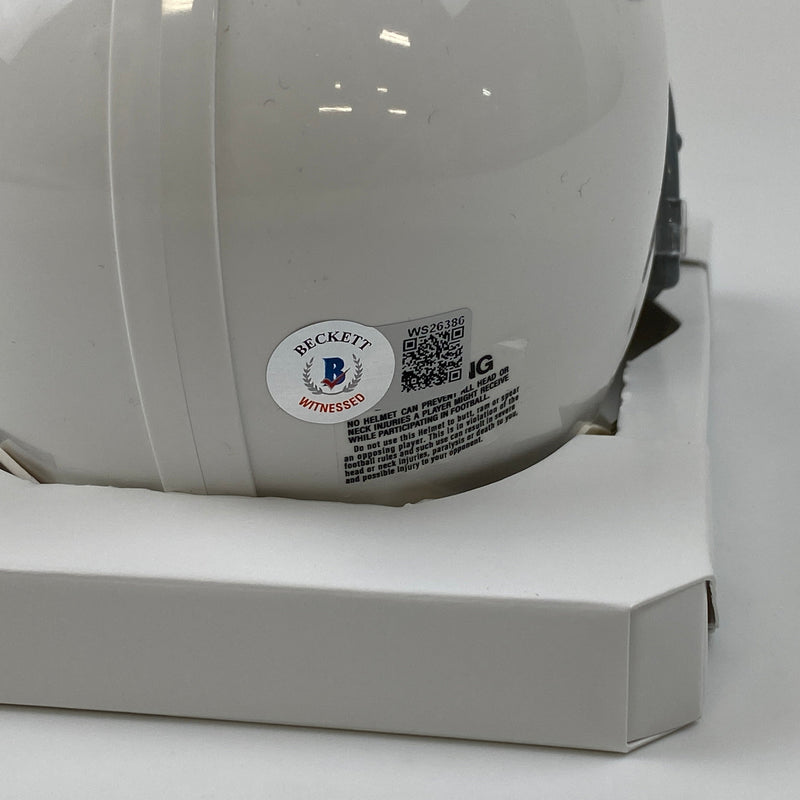 Autographed/Signed Brian Dawkins Philadelphia Eagles Retro Mini Football Helmet Beckett BAS COA