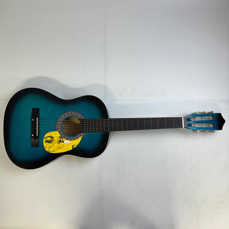 Autographed/Signed Ed Sheeran 39  Blue Acoustic Guitar Eyes Closed Music Instrument JSA Holo