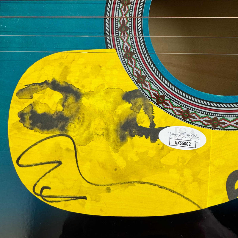 Autographed/Signed Ed Sheeran 39  Blue Acoustic Guitar Eyes Closed Music Instrument JSA Holo