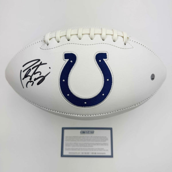 Autographed/Signed Peyton Manning Indianapolis Colts Full Size F/S White Panel Logo Football Steiner Sports COA