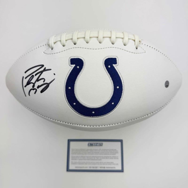 Autographed/Signed Peyton Manning Indianapolis Colts Full Size F/S White Panel Logo Football Steiner Sports COA