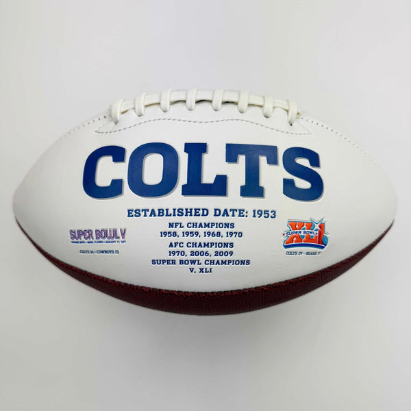 Autographed/Signed Peyton Manning Indianapolis Colts Full Size F/S White Panel Logo Football Steiner Sports COA