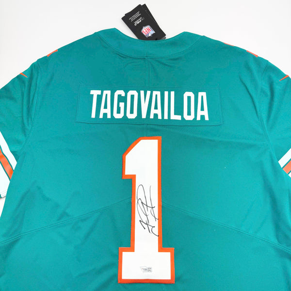 Autographed/Signed Tua Tagovailoa Miami Dolphins Authentic Teal Nike Football Jersey Fanatics COA