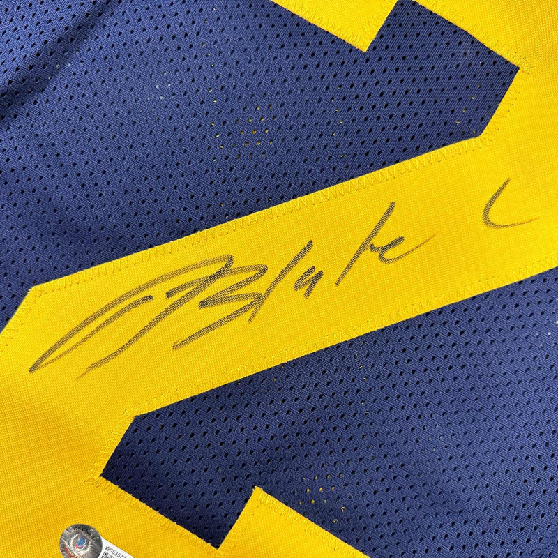 Autographed/Signed Blake Corum Michigan Blue College Football Jersey Beckett BAS COA