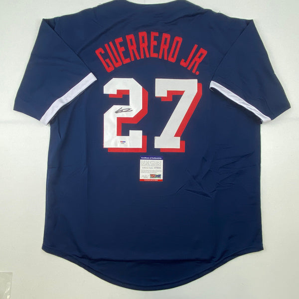 Autographed/Signed Vladimir Vlad Guerrero Jr. 2021 All-Star Game Blue Baseball Jersey PSA/DNA COA