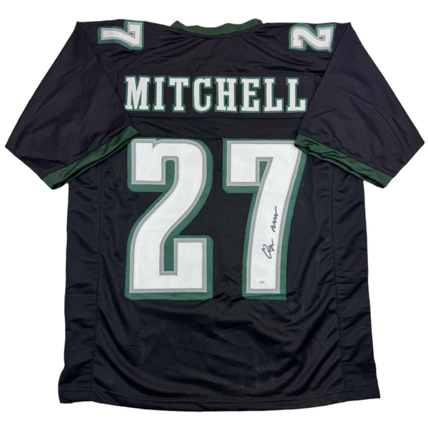 Autographed/Signed Quinyon Mitchell Philadelphia Black Football Jersey JSA COA