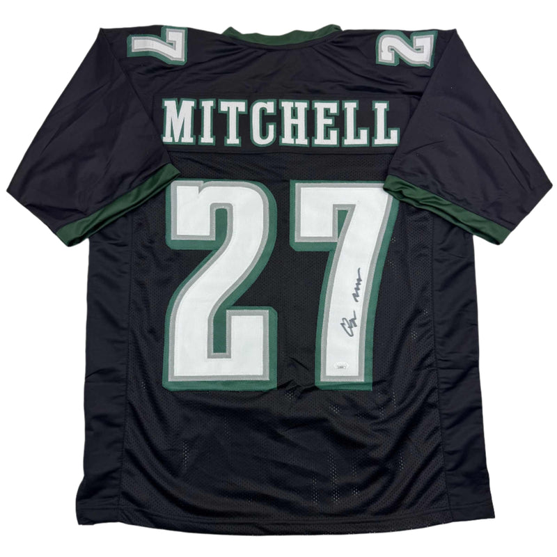 Autographed/Signed Quinyon Mitchell Philadelphia Black Football Jersey JSA COA