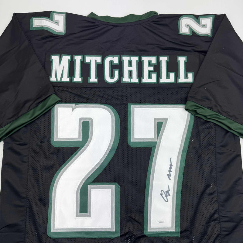 Autographed/Signed Quinyon Mitchell Philadelphia Black Football Jersey JSA COA