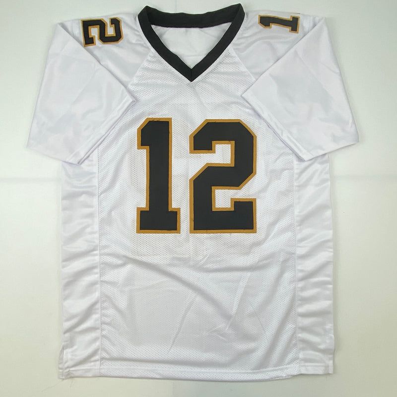 Autographed/Signed Marques Colston New Orleans White Football Jersey JSA COA