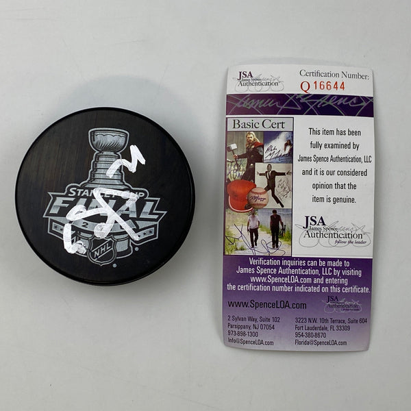 Autographed/Signed Evgeni Malkin Pittsburgh Penguins 2016 Stanley Cup Logo Hockey Puck JSA COA